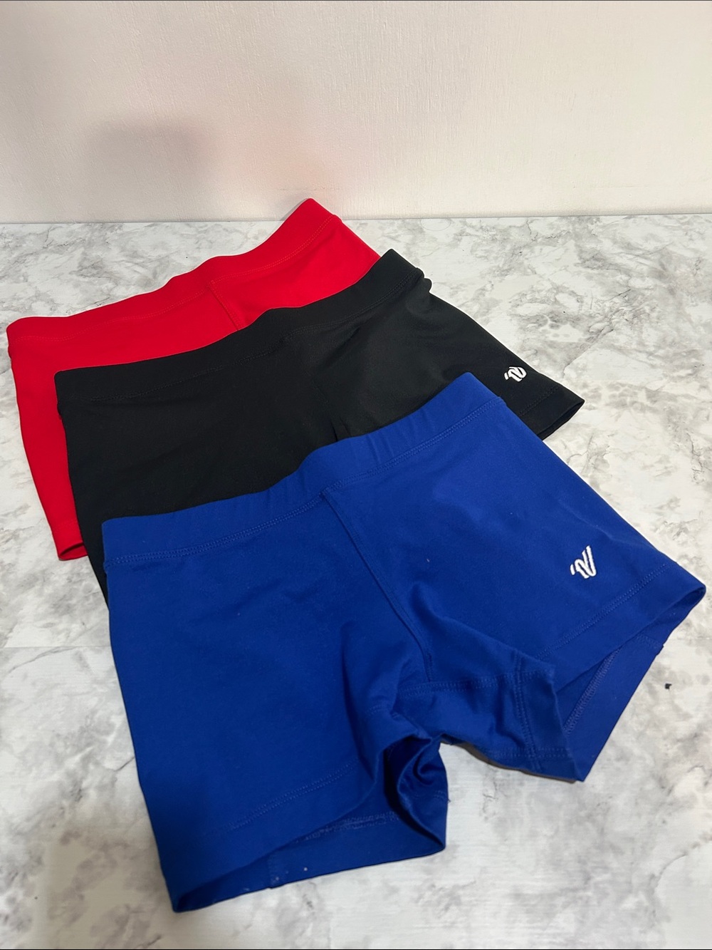 Varsity Youth Bundle of Black Red Blue Compression Short Sz Small